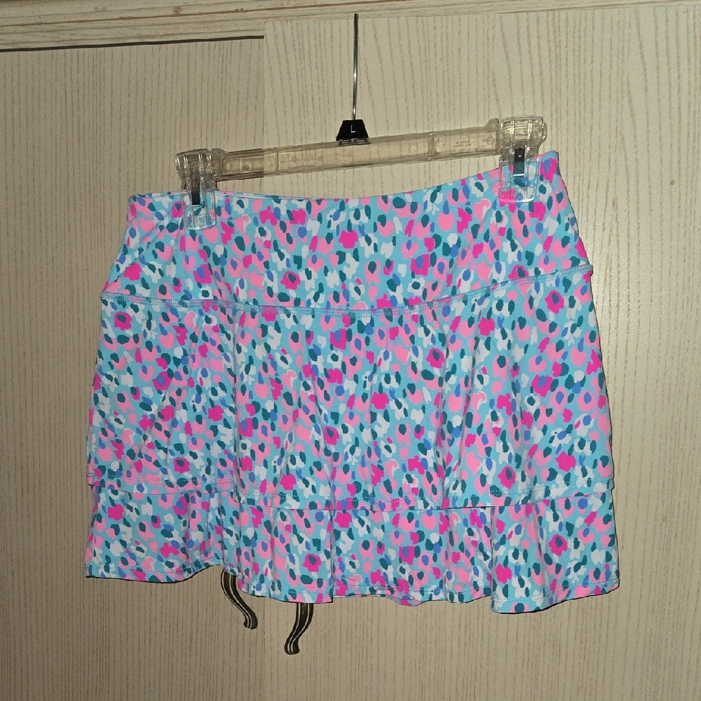 Lilly Pulitzer Pink and Blue Pleated Skater Mini Skirt